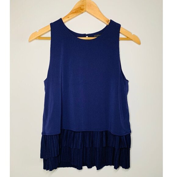 Banana Republic Pleated Hem Blue Tank Blouse XS - Picture 2 of 5